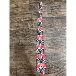Vintage 1994 Ralph Marlin Harley Davidson Softail Motorcycle Red Silk Like Tie
